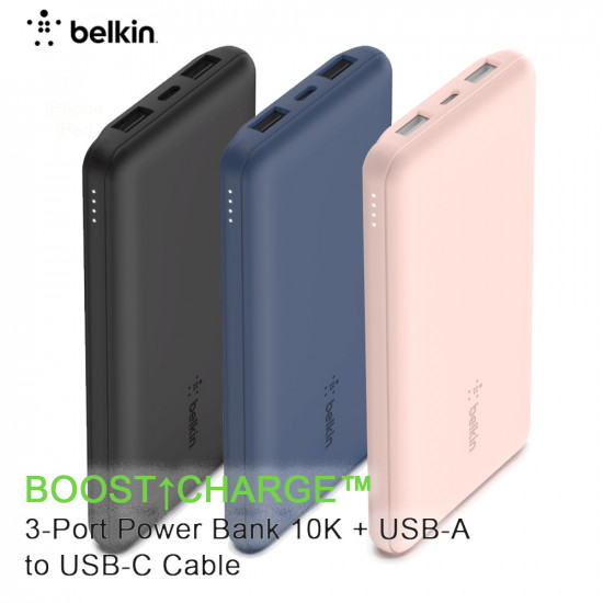 Belkin - BOOST↑CHARGETM 行動充電器 10K + USB-A 轉 USB-C 充電線 (BPB011btRG)