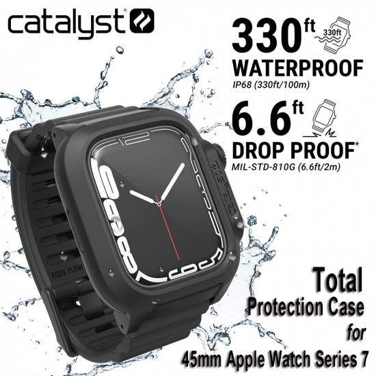 Catalyst - 全面保護裝甲外殼適用於 45 毫米 Apple Watch Series 7 黑色