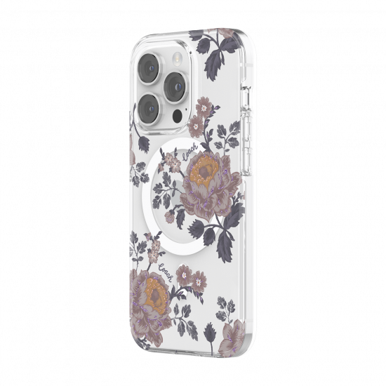 COACH - MagSafe 型號 iPhone 14 Pro 用的保護殼 - Moody Floral/Purple/Glitter/Clear (14 Pro_CIPH-127-MDYFC)