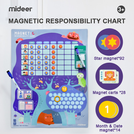 MiDeer - 兒童養成自律習慣之日程計劃記錄磁力責任圖表 (MD2104)