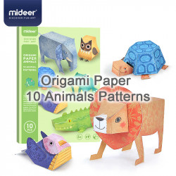 MiDeer - 3D Origami Paper 10 Animals Patterns  Kids Handicraft Toy Paper-Cut Toys (MD4082)
