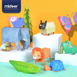 MiDeer - 3D Origami Paper 10 Animals Patterns  Kids Handicraft Toy Paper-Cut Toys (MD4082)